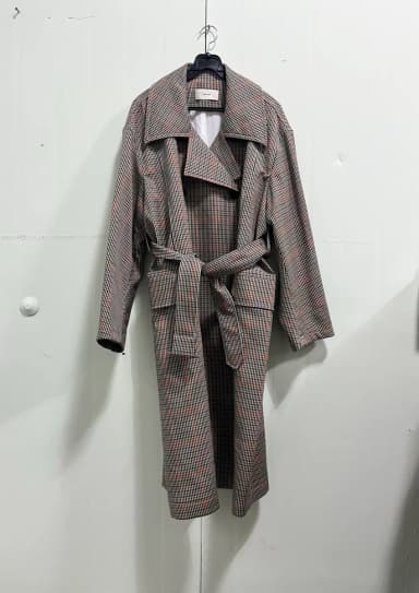 SYSTEM Checked Pattern Belted Boxy Trench Coat 82