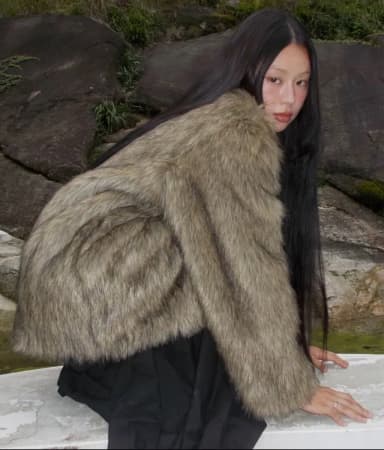 FLARE UP Flare Up Fur Jacket Charcoal