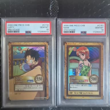 ONE PIECE Card Luffy Nami 2000 CHB 3/4 Stage PSA 10