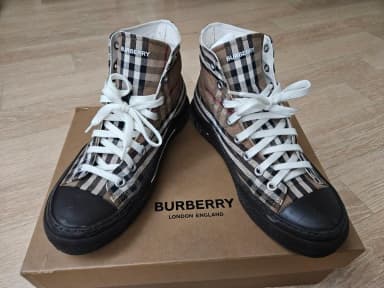 Burberry High-Top Sneakers Checked Pattern 42