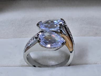 Transparent Water Drop Cubic Ring 14~17 Free Size Design