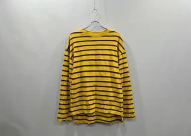 Loose Fit Box Fit Unbalanced Nagrang Stripe Side Pocket Long Sleeve T-Shirt