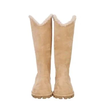 Plastic Island Beige Suede Long Boots Brand New
