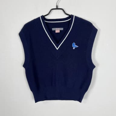 Jucijudi Navy Crop Knit Vest Jacket Women 85 S Laden Vintage