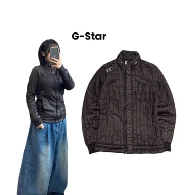 G-Star Raw Diagonal Zipper Quilted Zip-Up